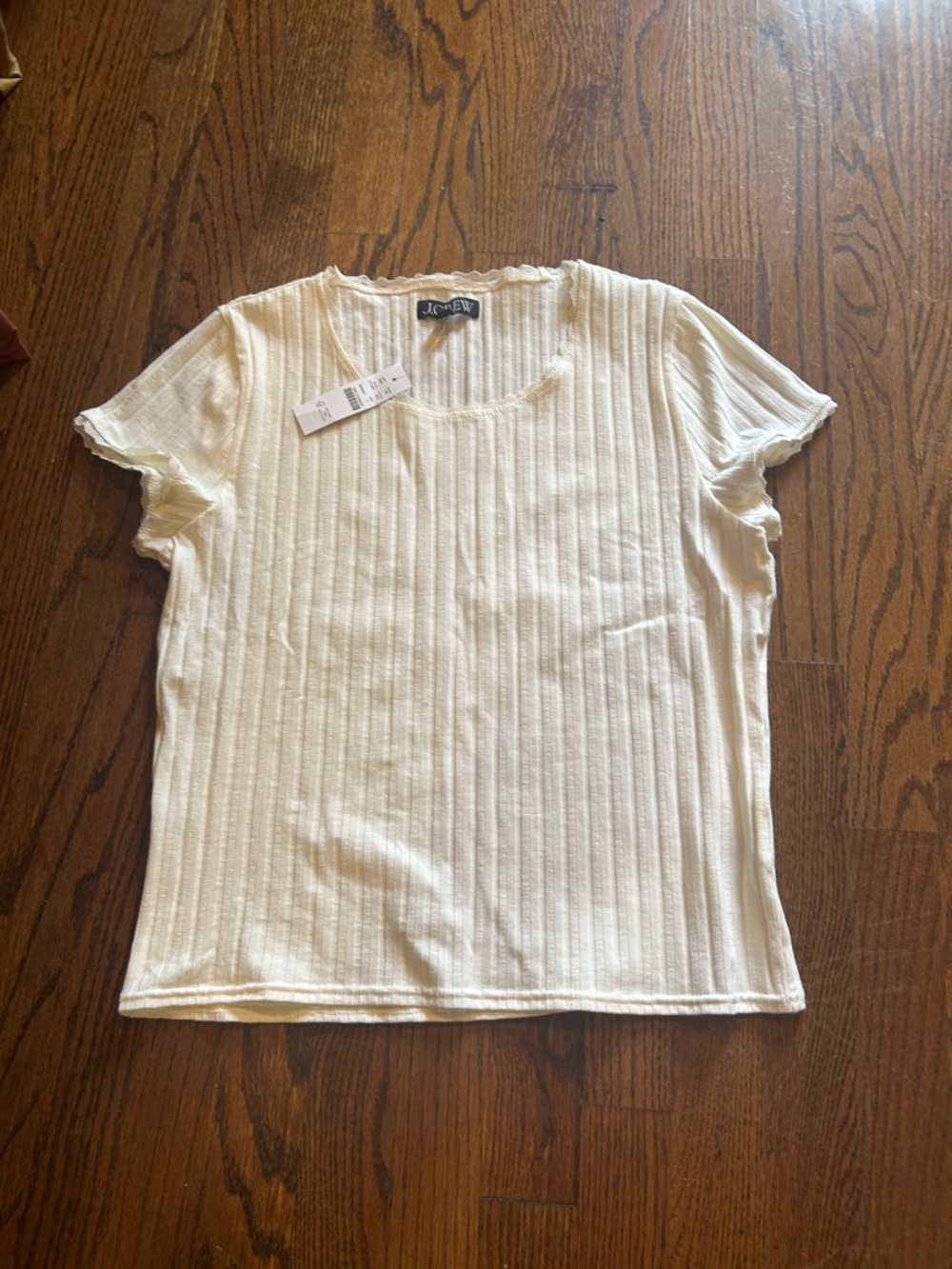 J. Crew Cream Ribbed Short Sleeve Tee